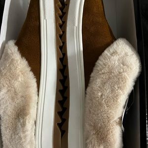 Leather camel suede shoes